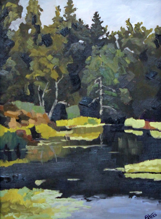 Pam Peters, "Reflections", oil, $325, 9x12