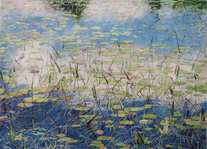 Jeanne Carol Potter, "Reflected Clouds on Acadia Pond", watercolor, $9,000, 35x48