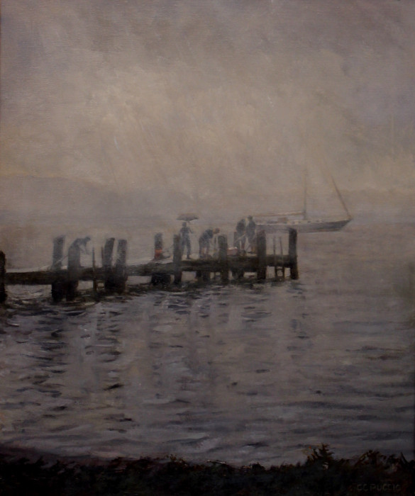 Catherine Puccio, "Foggy Fisherman", oil, $1,500, 24x20