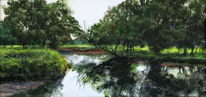 Raymond Pupedus, "Indian Stream", acrylic, $140, 6x12