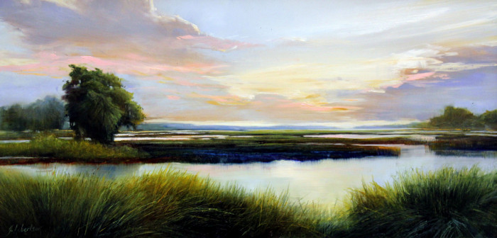 Janine Robertson, "Evening Expanse", oil, $950, 10x20