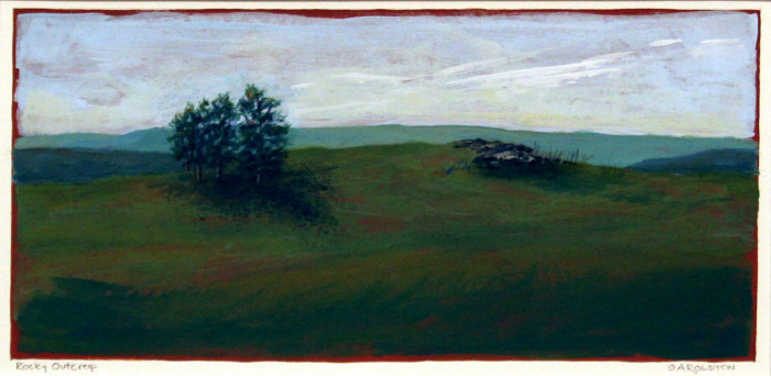O.A. Rolston, "Rocky Outcrop", acrylic, $175, 10x16