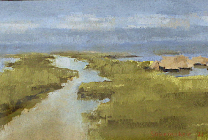 Patricia Shoemaker, "Chaffinch Island Marsh", pastel, $350, 5x7
