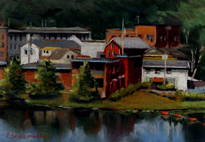 Patricia Shoemaker, "Mill Town", pastel, $350, 5x7