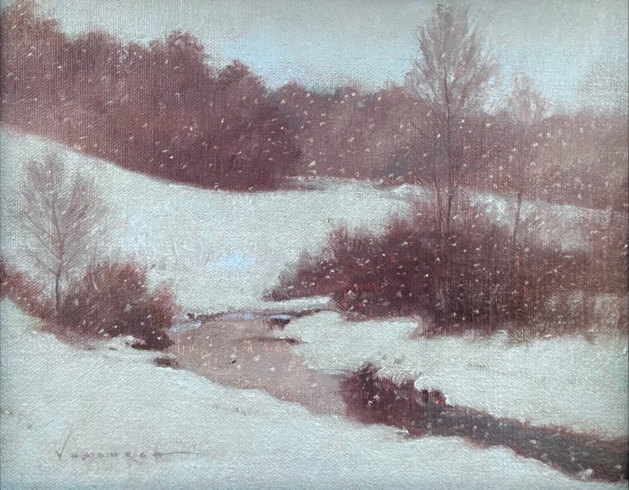 David Vosburgh, "Snowstorm, Hammertown Rd", oil, $550, 8x10