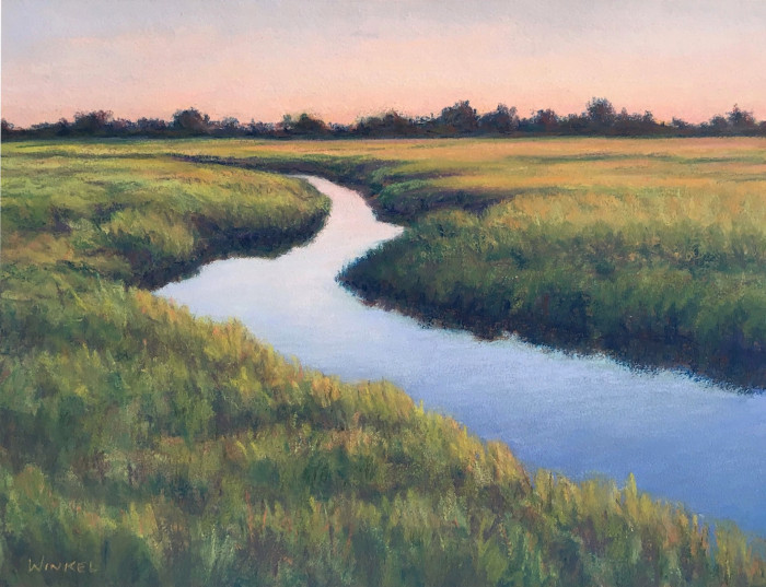 Susan Winkel, "Golden Hour Hammonasset", pastel, $425, 13x17