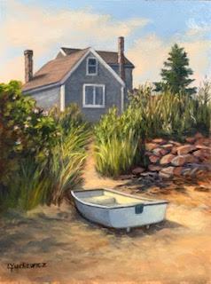 Lorraine Yurkewicz, "Fish Beach, Monhegan, ME", oil, $675, 12x16