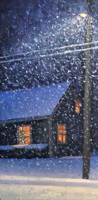 Polly Seip, "Fresh Snow", oil, 14x7, $1,500