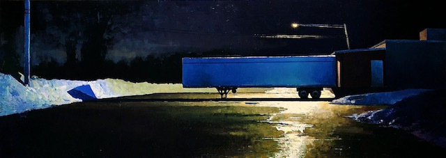 Polly Seip, "Night Shift", oil, 20x55, $7,200