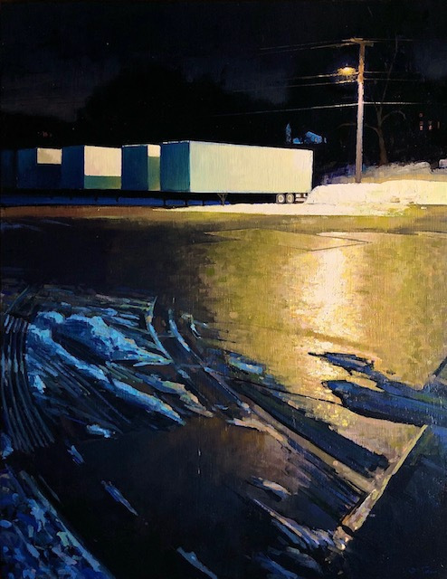 Polly Seip, "Trailers and Slush", oil, 36x28,$6,200