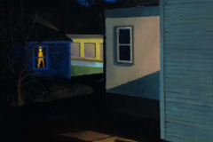 SPolly Seip, "Curious Case in Uncasville", oil on panel, 35x16, $4,400