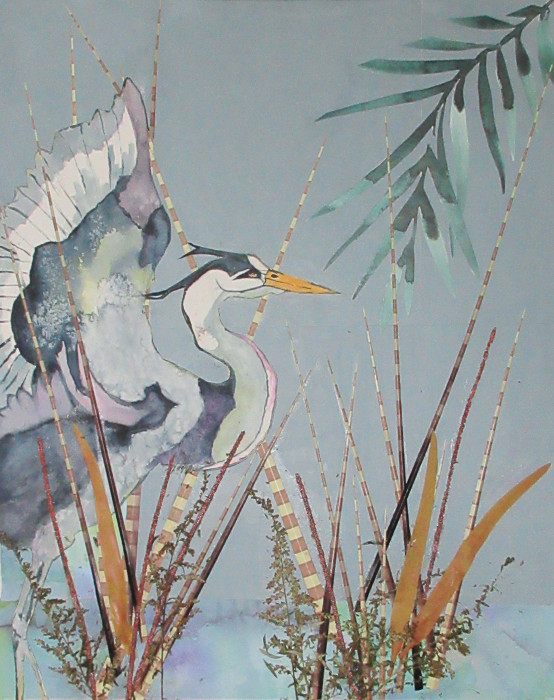Pamela Morgan, "Heron Landing", Mixed Media, $1,250