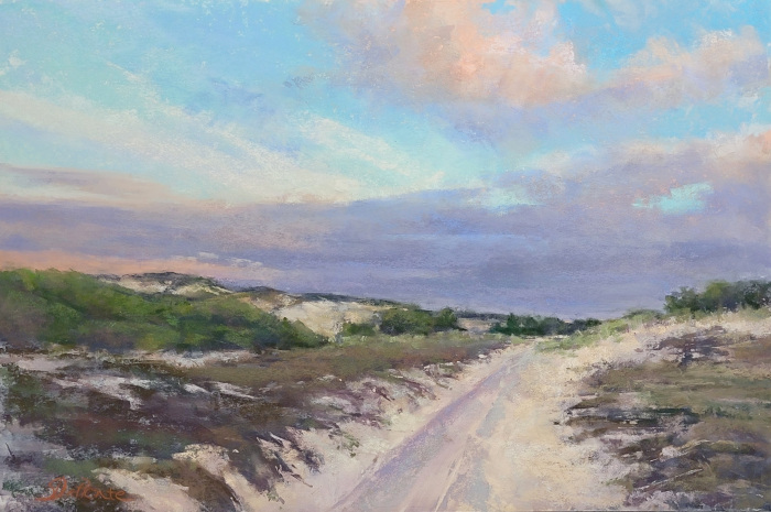 Susanna DalPonte, "Sunset Stroll to the Sea", Pastel, $1,150