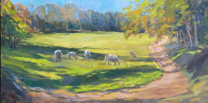 Cathy Liontas, "Happy Hour", Oil, $285