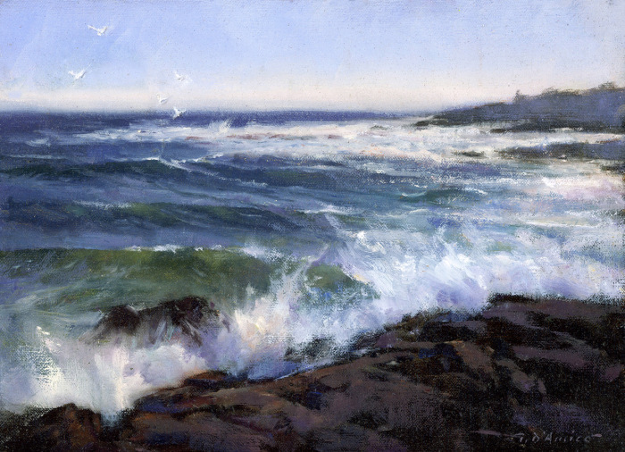 Tony D'Amico, "Against the Rocks", Oil, $1,950