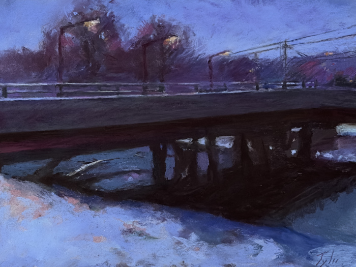 Bryan R. Tyler, "Bridge Over the Yantic", Pastel, $600