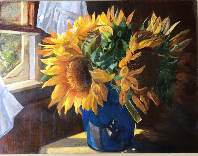 Chapman_Judith_SunflowersInBlueSandpail_oil_14x18_1200