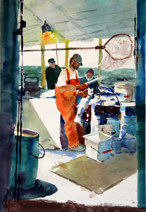 Noreika_Robert_CharterBoatBlues_watercolor_22x115