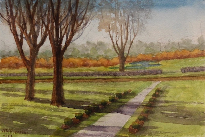 PiersonMD_AnneBingham_FrontWalkShadows_watercolor_11x14_275