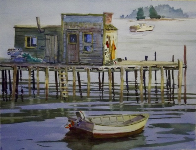 Ralph Acosta, "New England Coast", watercolor, $425