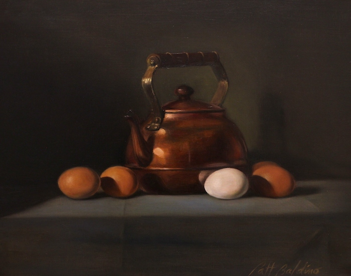 Patt Baldino, "Copper Teapot", oil, $2,900