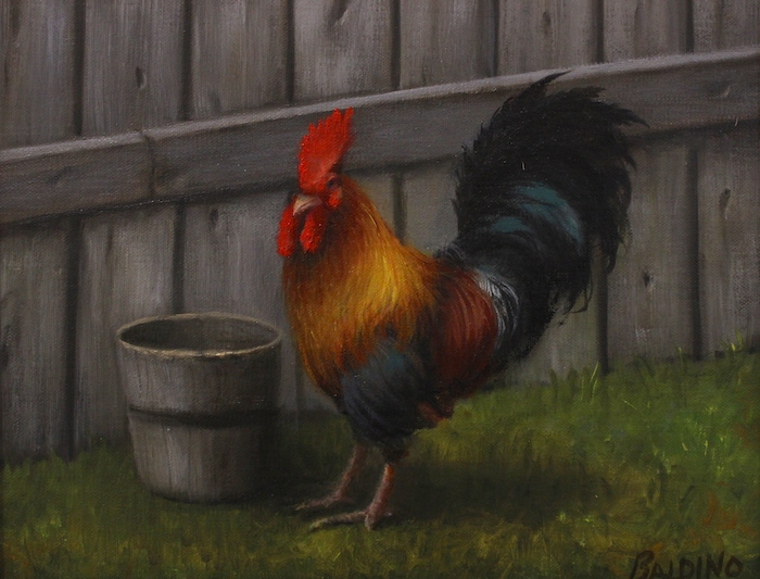 Patt Baldino, "Proud Rooster", oil, $900