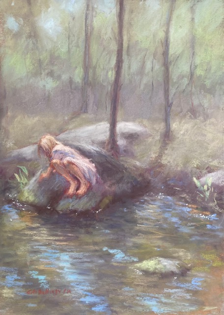 Joann Ballinger, "Looking Carefully", pastel, $1,500