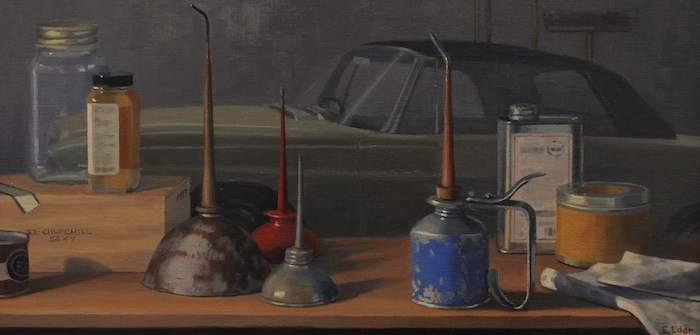Eileen Eder, "Garage Shelf", oil, $2,500