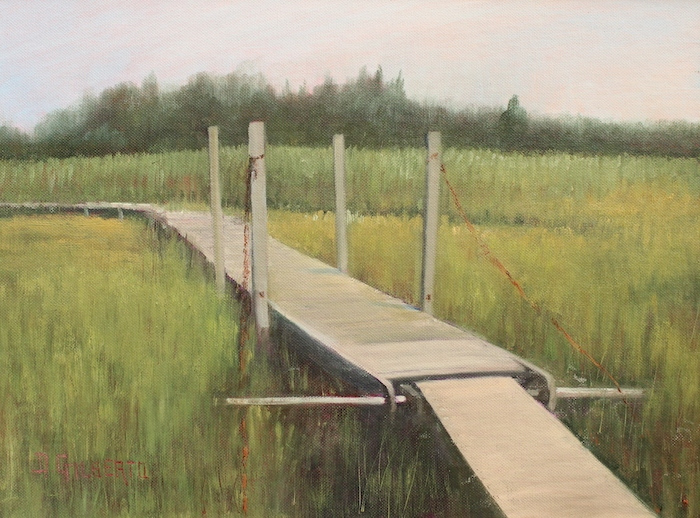Donna Gilberto, "Dock through the Marsh", oil, $1,200
