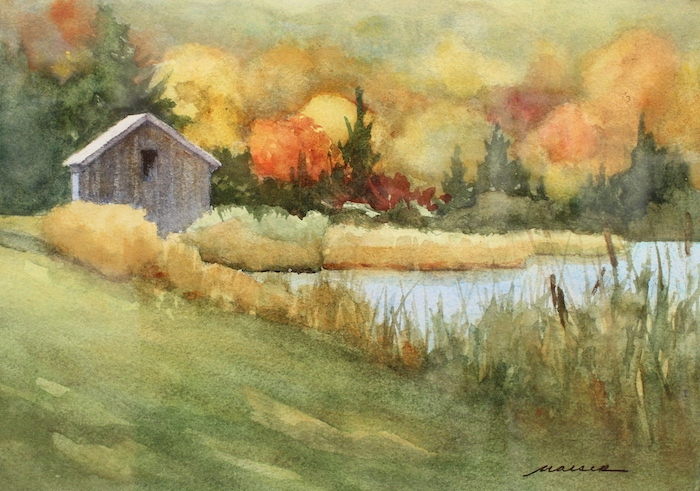 Barbara Maiser, "Autumn, New England", watercolor, $700