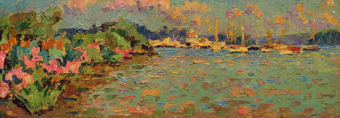Leif Nilsson, "Thatchbed Island, Essex", oil, $3,900