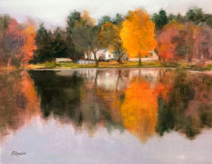 Elizabeth Rhoades, "Autumn Looking Glass", oil, $900