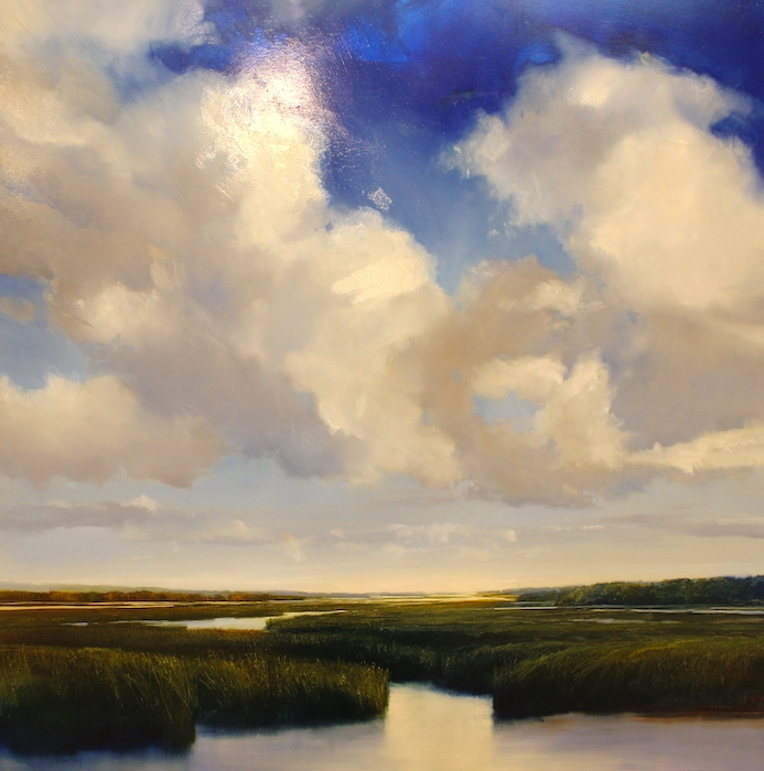 Janine Robertson, "Lofty Blue", oil on aluminum, $3,900
