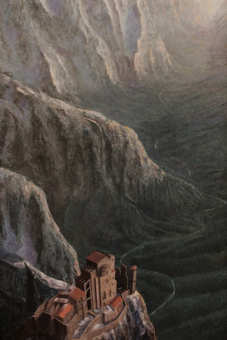 Len Swec, "Mountain Monastery", acrylic, $4,500