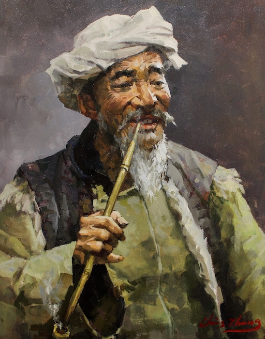 Christopher Zhang, "Pipe Smoker", oil, $5,600