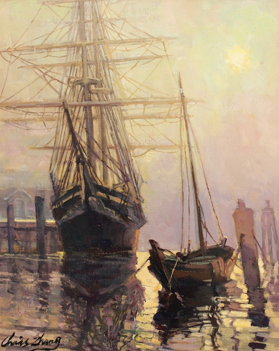 Christopher Zhang, "Seaport", oil, $4,900