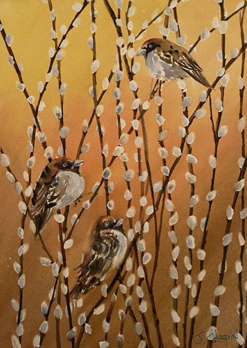 JoAnna Chapin, "Fat Birds", watercolor, $550