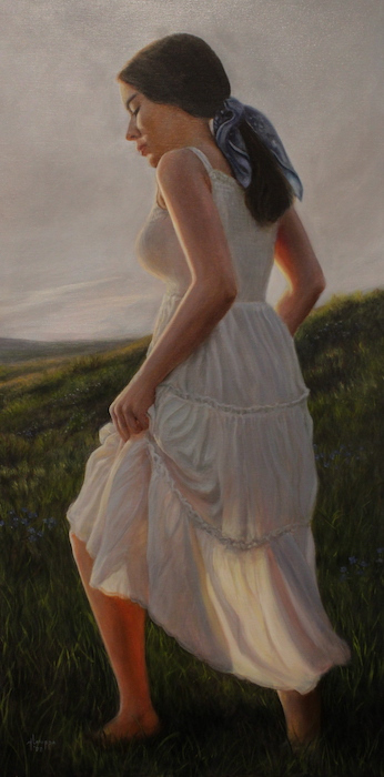 Mike Laiuppa, "Une Promenade Dans un Champ de Printemps", oil, $1,730