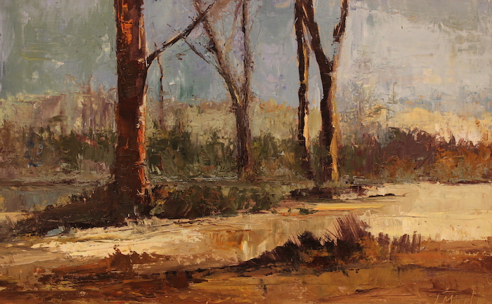 Lisa Miceli, "March Light, Bright Acres Farm", oil, $600