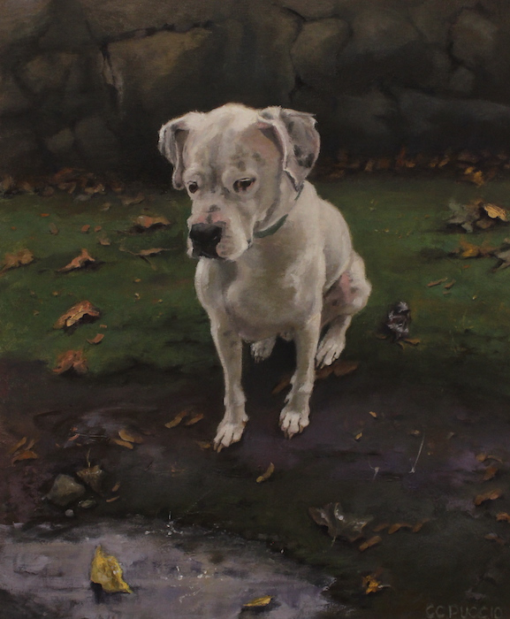 Catherine Puccio, "Pondering the Puddle", oil, $5,500