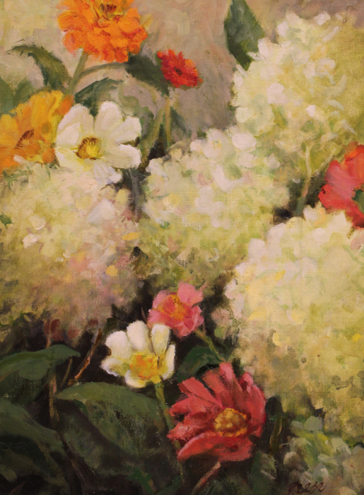 Pamela Reese, "Floral Abundance", oil, $500
