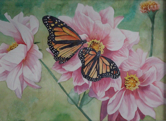 Jennifer Tassmer, "Butterfly Garden", watercolor, $675