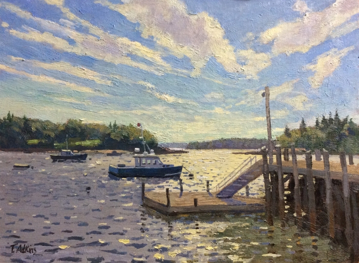 Thomas Adkins, "Windy Harbor", oil, 9x12, $950