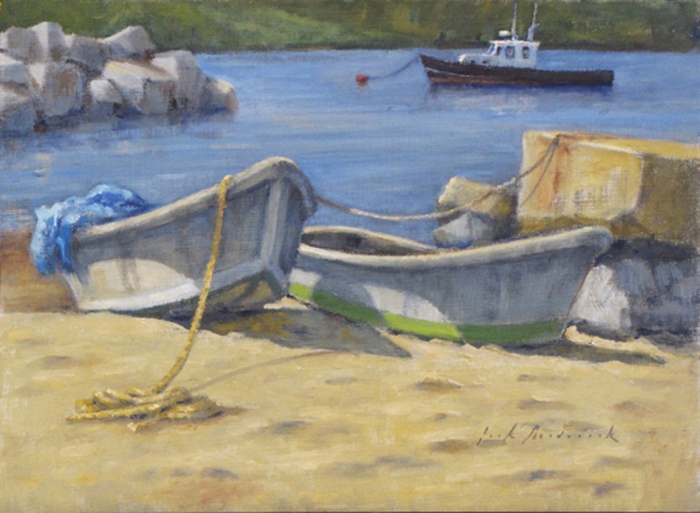 Jack Broderick, "Swim Beach", oil, 12x16, $800