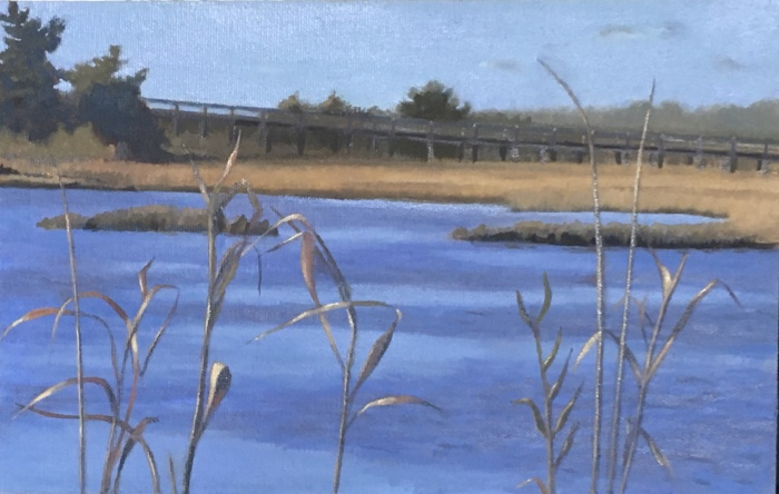 Diane Chandler, "Meigs Point Bridge", oil, 8x11, $200