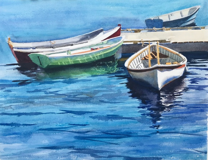 Christine Drago, "Green Boat", watercolor, 24x28, $980