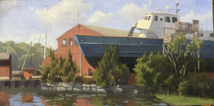 Eileen Eder, ""Liberator", restored", oil, 12x24, $2,250