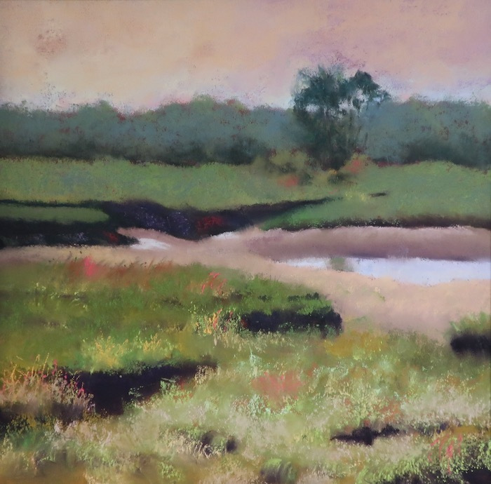 Carol Frieswick, "Evening Marsh at Low Tide", pastel, 12x12, $275