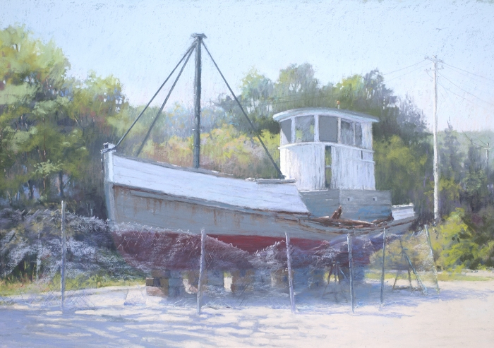 Jane McGraw, "The Ida Mae's Last Voyage", pastel, 14x20, $1,000