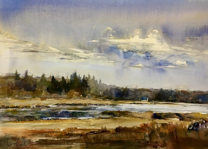 Lisa Miceli, "Marsh at Saltwater Farm Vineyards", watercolor, 11x14, $550